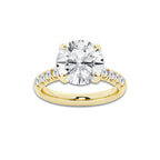 5.43 ctw Round Lab-Grown Diamond Pave Engagement Ring in 14K Yellow Gold for Women | E Color, VS1 Clarity, IGI Certified 5.00 ct Center Diamond