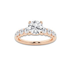 1.54 ctw Round Lab-Grown Diamond Side Stone Engagement Ring in 14K Rose Gold for Women | Colorless E, VS1 Clarity, IGI Certified 1.00 Ct Center Diamond