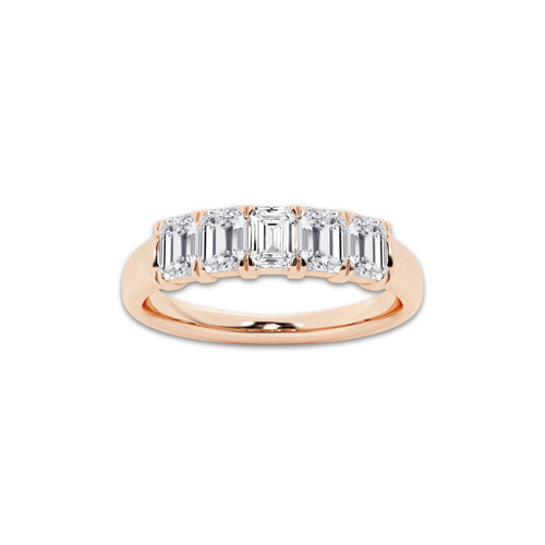 Holly 1 ctw Emerald Lab Grown Diamond Five-Stone Anniversary Band 14K Rose Gold, DE, VS1