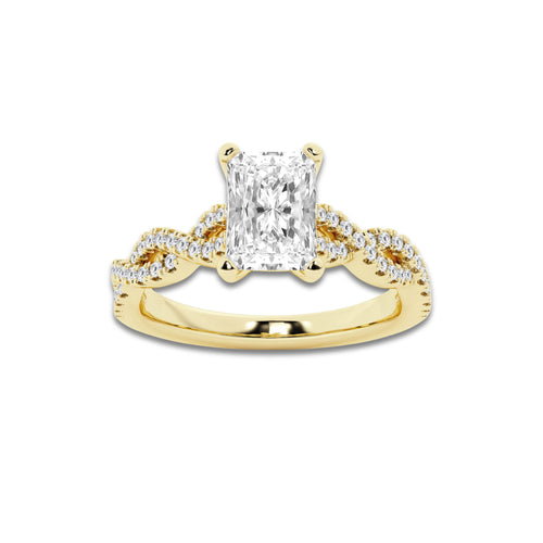 1.25 ctw Radiant Lab-Grown Diamond Twisted Shank Engagement Ring in 14K Yellow Gold for Women | D Color, VVS1 Clarity, IGI Certified 1.00 ct Center Diamond