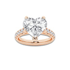 6.55 ctw Heart Lab-Grown Diamond Pave Engagement Ring in 14K Rose Gold for Women | D Color, VVS1 Clarity, IGI Certified 6.00 ct Center Diamond