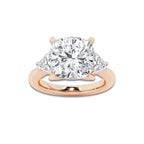 5 3/8 ctw Cushion Lab Grown Diamond Engagement Ring 18K Rose Gold, E, VS1 | 4 1/2 ct Center