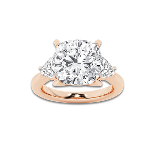 5 3/8 ctw Cushion Lab Grown Diamond Engagement Ring 18K Rose Gold, E, VS1 | 4 1/2 ct Center