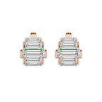 9 5/8 ctw Baguette Lab Grown Diamond Graduated Channel Set Hoop Earrings 14K Rose Gold, E, VS1
