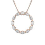 1 ctw Marquise Lab Grown Diamond Circle Pendant with Adjustable Chain 14K Rose Gold, DE, VS1