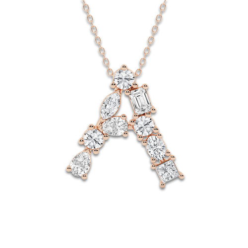 1 3/4 ctw Mosaic Multi-Shape Initial A Pendant 14K Rose Gold, DE, VS1
