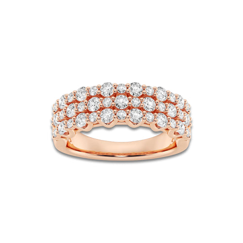 Chorus 1 1/4 ctw Round Lab Grown Diamond Triple Row Band 14K Rose Gold, DE, VS1