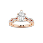 1.00 ctw Pear Lab-Grown Diamond Twisted Shank Engagement Ring in 14K Rose Gold for Women | E Color, VS1 Clarity, Not Certified 0.75 ct Center Diamond