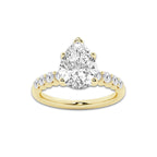 4.66 ctw Pear Lab-Grown Diamond Side Stone Engagement Ring in 14K Yellow Gold for Women | Colorless D, VVS1 Clarity, IGI Certified 4.00 Ct Center Diamond