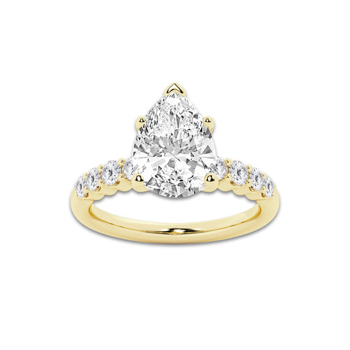 4.66 ctw Pear Lab-Grown Diamond Side Stone Engagement Ring in 14K Yellow Gold for Women | Colorless D, VVS1 Clarity, IGI Certified 4.00 Ct Center Diamond