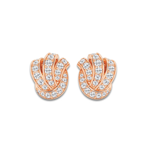1 1/2 ctw Round Lab Grown Diamond Pave Knot Stud Earrings 14K Rose Gold, DE, VS1