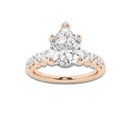 2.04 ctw Pear Lab-Grown Diamond Side Stone Engagement Ring in 14K Rose Gold for Women | Colorless D, VVS1 Clarity, IGI Certified 1.50 Ct Center Diamond