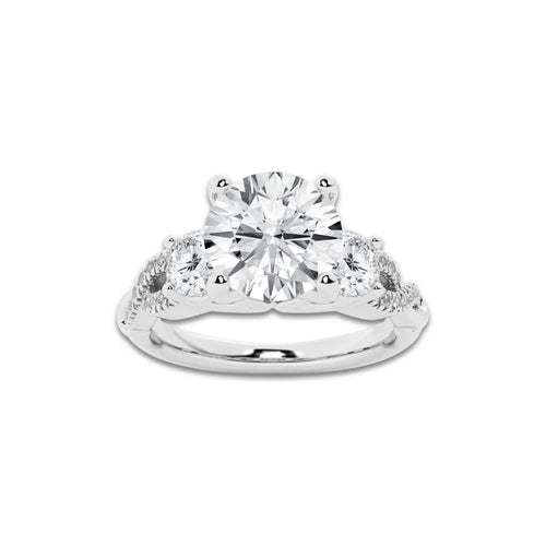 1.98 ctw Round Lab-Grown Diamond Side Stone Engagement Ring in Platinum for Women | Colorless D, VVS1 Clarity, IGI Certified 1.50 ct Center Diamond