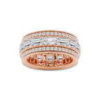 Dominica 5 1/3 ctw Emerald Lab Grown Diamond Triple Row Eternity Band - 8.7mm Width 14K Rose Gold, DE, VS1