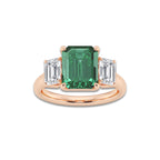 Tulip 5 3/8 ctw Emerald Cut and Emerald Lab Grown Diamond Three-Stone Engagement Ring 14K Rose Gold | 4 ct Center