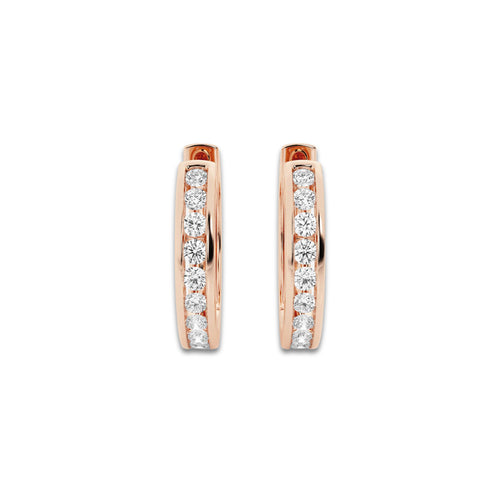 1 ctw Round Lab Grown Diamond Channel Set Hoop Earrings 14K Rose Gold, DE, VS1