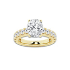 4.00 ctw Elongated Cushion Lab-Grown Diamond Split-Prong Set Side Stone Engagement Ring in 14K Yellow Gold for Women | Colorless D, VVS1 Clarity, IGI Certified 3.00 ct Center Diamond