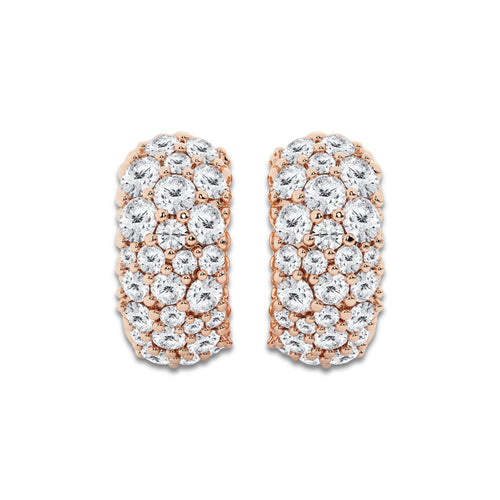 2 ctw Round Lab Grown Diamond Cluster Huggie Hoop Earrings 14K Rose Gold, DE, VS1