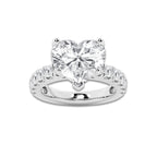 9.00 ctw Heart Lab-Grown Diamond Split-Prong Set Side Stone Engagement Ring in 14K White Gold for Women | Colorless E, VS1 Clarity, IGI Certified 8.00 ct Center Diamond