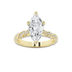 3.44 ctw Marquise Lab-Grown Diamond Twisted Band Engagement Ring in 14K Yellow Gold for Women | Colorless D, VVS1 Clarity, IGI Certified 3.00 ct Center Diamond
