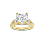 3.60 ctw Heart Lab-Grown Diamond Side Stone Engagement Ring in 14K Yellow Gold for Women | Colorless D, VVS1 Clarity, IGI Certified 3.00 ct Center Diamond