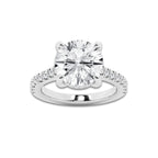 4.35 ctw Round Lab-Grown Diamond Hidden Halo Side Stone Engagement Ring in 18K White Gold for Women | Colorless E, VS1 Clarity, IGI Certified 4.00 ct Center Diamond