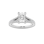 1.08 ctw Radiant Lab-Grown Diamond Split Shank Side Stone Engagement Ring in Platinum for Women | Colorless E, VS1 Clarity, IGI Certified 0.75 ct Center Diamond