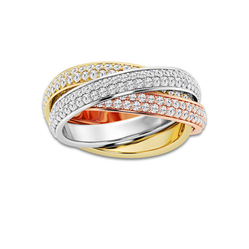 Bea 2 ctw Round Lab Grown Diamond Pave Infinity Eternity Band - 8mm Width 14K Tri-Tone Gold, DE, VS1