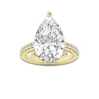 8.42 ctw Pear Lab-Grown Diamond Hidden Halo Side Stone Engagement Ring in 18K Yellow Gold for Women | Colorless D, VVS1 Clarity, IGI Certified 8.00 ct Center Diamond