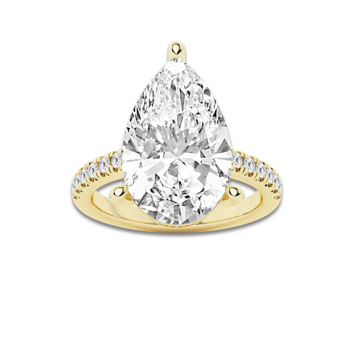 8.42 ctw Pear Lab-Grown Diamond Hidden Halo Side Stone Engagement Ring in 18K Yellow Gold for Women | Colorless D, VVS1 Clarity, IGI Certified 8.00 ct Center Diamond