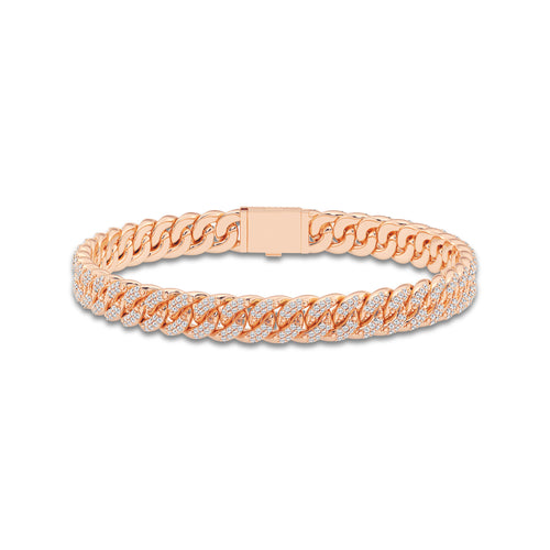 1 7/8 ctw Round Lab Grown Diamond Cuban Link Bracelet - 6 Inches 14K Rose Gold, DE, VS1