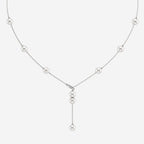 6.5 - 7.0 mm Cultured Freshwater Pearl and 1/8 ctw Lab Grown Diamond Lariat Necklace 14K White Gold