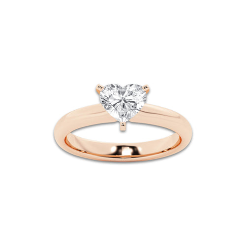 1.00 ctw Heart Lab-Grown Diamond Minimalist Engagement Ring in 14K Rose Gold for Women | E Color, VS1 Clarity, IGI Certified