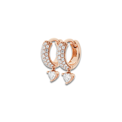 näas Bombë 1/2 ctw Heart Lab Grown Diamond Huggie Hoop Earrings 14K Rose Gold, DE, VS1