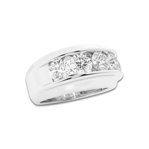 3 ctw Round Lab Grown Diamond Men's Channel Set Wedding Band 14K White Gold, DE, VS1