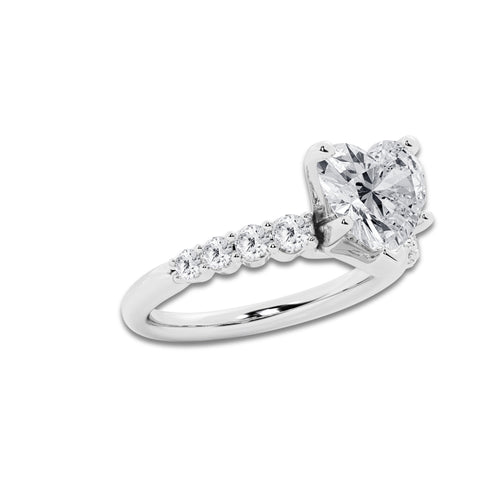 4.66 ctw Heart Lab-Grown Diamond Side Stone Engagement Ring in Platinum for Women | Colorless D, VVS1 Clarity, IGI Certified 4.00 Ct Center Diamond