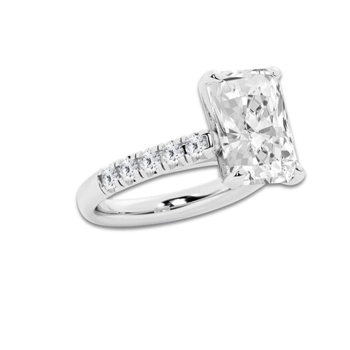 6.55 ctw Radiant Lab-Grown Diamond Pave Engagement Ring in Platinum for Women | E Color, VS1 Clarity, IGI Certified 6.00 ct Center Diamond