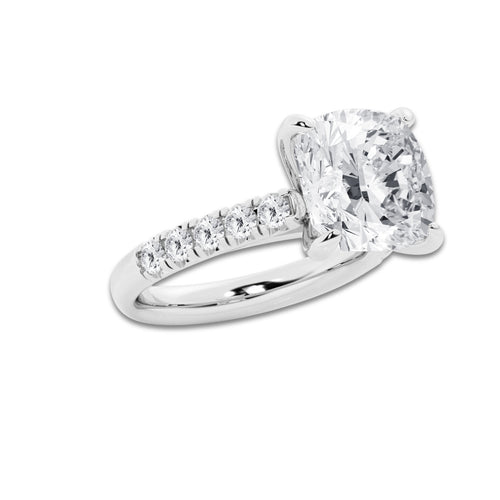 7.55 ctw Cushion Lab-Grown Diamond Pave Engagement Ring in Platinum for Women | D Color, VVS1 Clarity, IGI Certified 7.00 ct Center Diamond