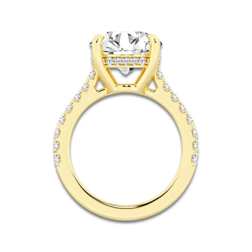 4.35 ctw Round Lab-Grown Diamond Hidden Halo Side Stone Engagement Ring in 18K Yellow Gold for Women | Colorless D, VVS1 Clarity, IGI Certified 4.00 ct Center Diamond