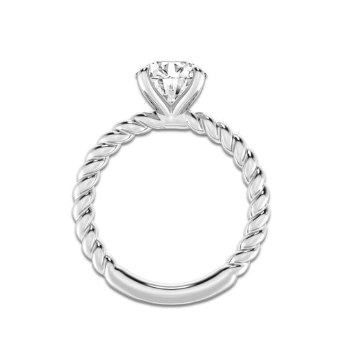 2 ctw Round Lab Grown Diamond Twist Solitaire Engagement Ring Platinum, E, VS1 | 2 ct Center