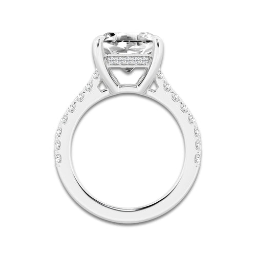 4.35 ctw Asscher Lab-Grown Diamond Hidden Halo Side Stone Engagement Ring in Platinum for Women | Colorless E, VS1 Clarity, IGI Certified 4.00 ct Center Diamond