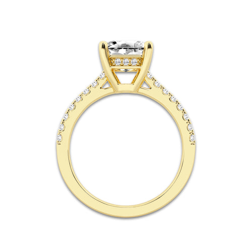 2.25 ctw Asscher Lab-Grown Diamond Hidden Halo Side Stone Engagement Ring in 18K Yellow Gold for Women | Colorless D, VVS1 Clarity, IGI Certified 2.00 ct Center Diamond