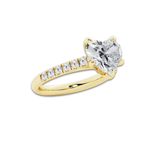 3.40 ctw Heart Lab-Grown Diamond Pave Engagement Ring in 14K Yellow Gold for Women | D Color, VVS1 Clarity, IGI Certified 3.00 ct Center Diamond