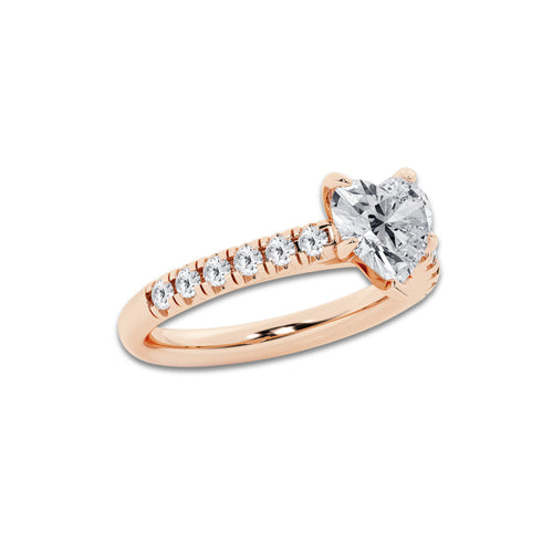 1.91 ctw Heart Lab-Grown Diamond Pave Engagement Ring in 14K Rose Gold for Women | E Color, VS1 Clarity, IGI Certified 1.50 ct Center Diamond