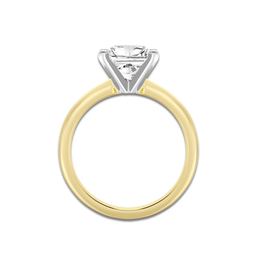 1.50 ctw Princess Lab-Grown Diamond Minimalist Engagement Ring in 14K White Gold And Yellow Gold for Women | D Color, VVS1 Clarity, IGI Certified
