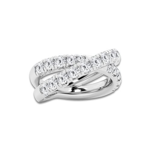 Harmony 2 ctw Round Lab Grown Diamond Crossover Band 14K White Gold, DE, VS1