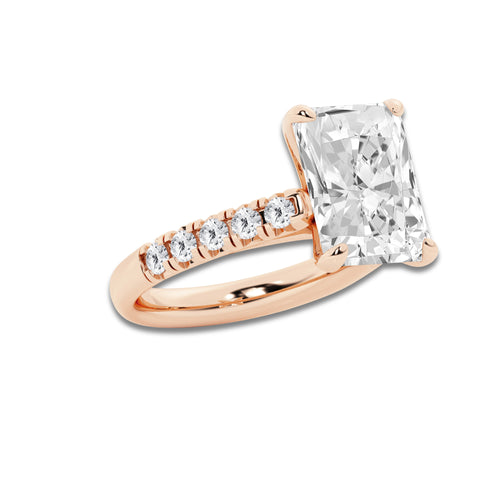 7.55 ctw Radiant Lab-Grown Diamond Pave Engagement Ring in 14K Rose Gold for Women | D Color, VVS1 Clarity, IGI Certified 7.00 ct Center Diamond