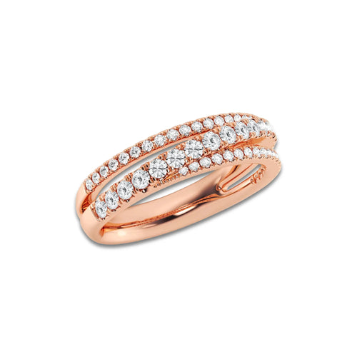Ballad 2/3 ctw Round Lab Grown Diamond Crossover Band 14K Rose Gold, DE, VS1
