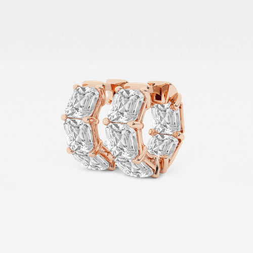10 ctw Asscher Lab Grown Diamond Huggie Hoop Earrings 18K Rose Gold, E, VS1