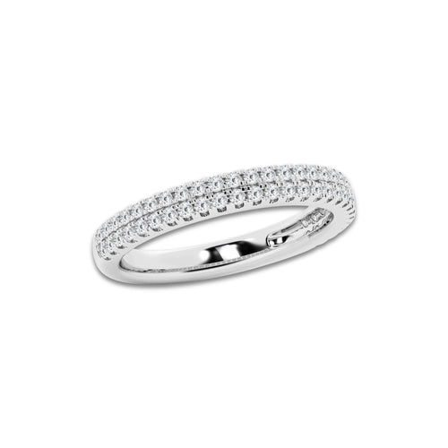 1/2 ctw Round Lab Grown Diamond Double Row Stackable Ring 14K White Gold, DE, VS1